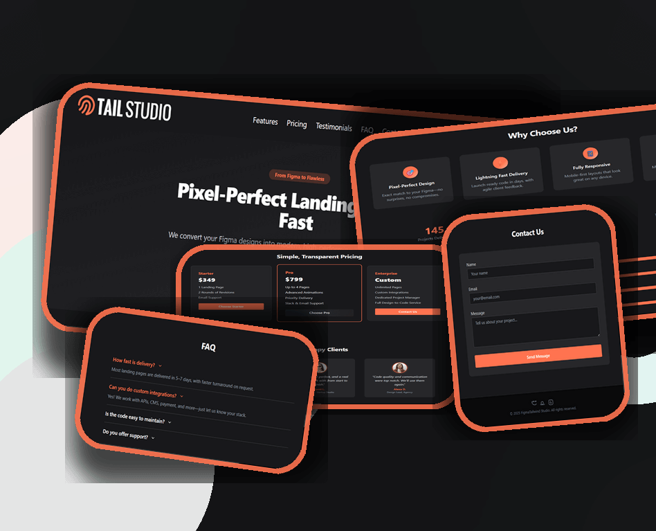 Figma to Tailwind Landing Page