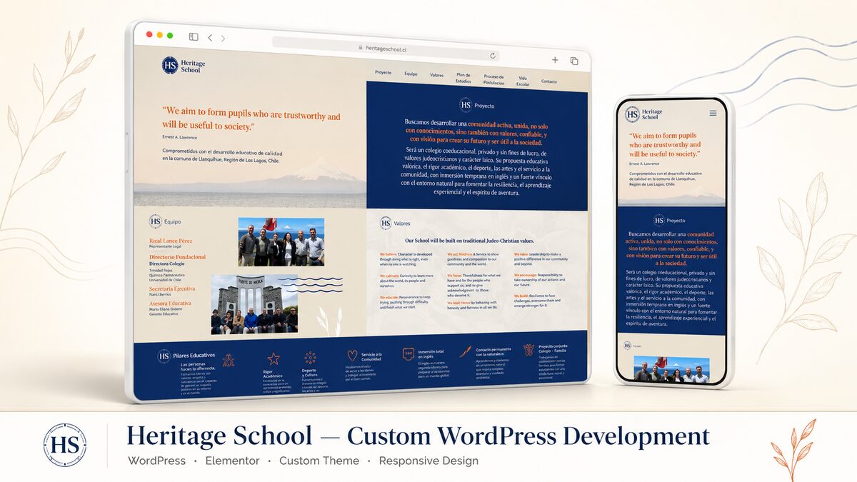 Heritage School Custom WordPress Development